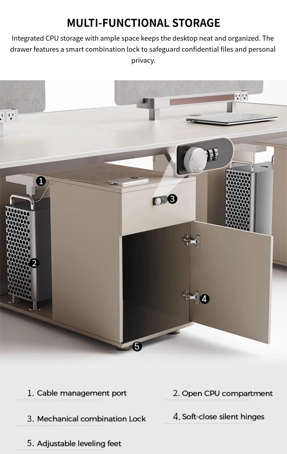 Display Storage Cabinet 30 in Tall with Lockable, Lumbar Support & Modular for Home Office — Detail image 7