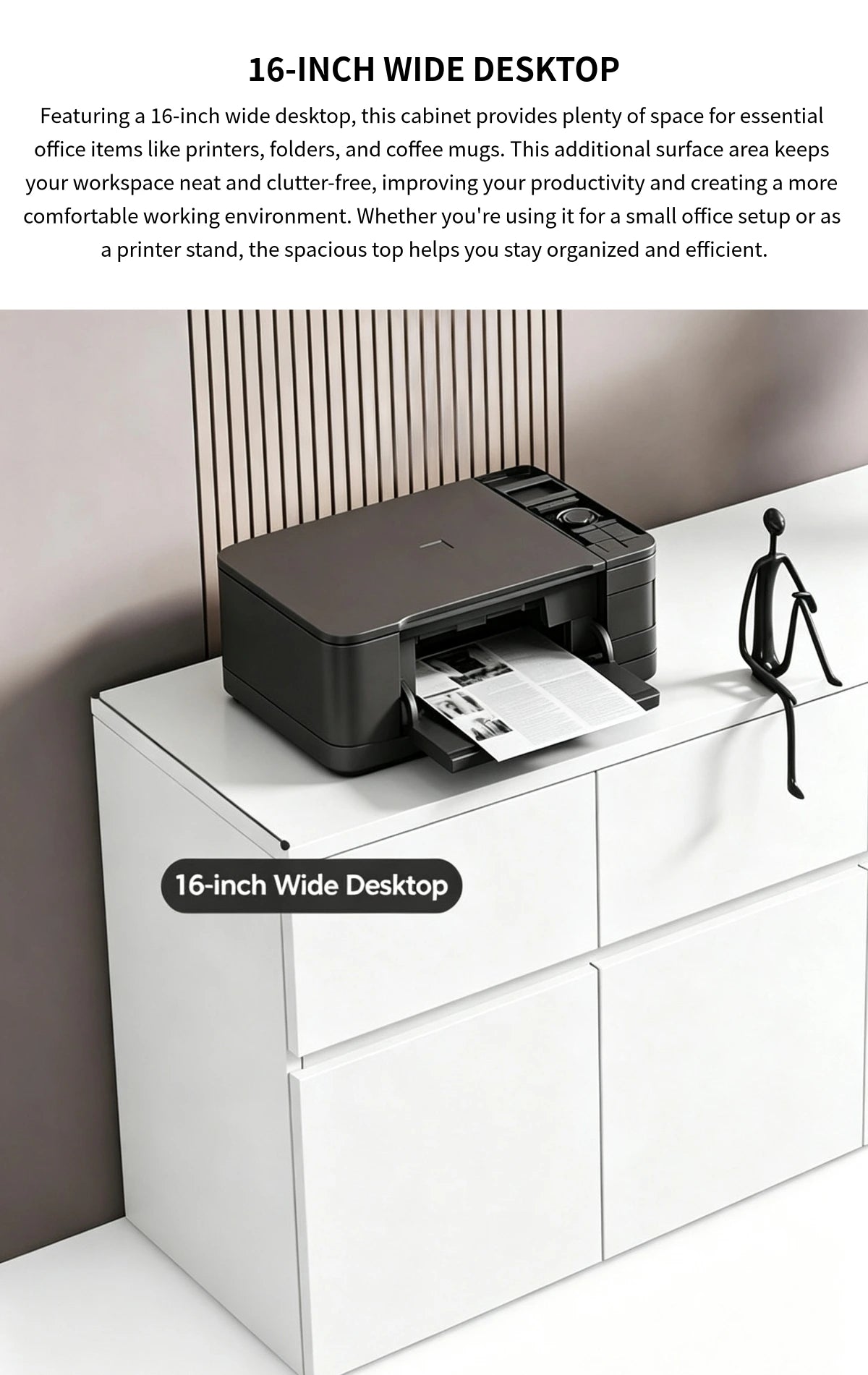 Modern Functional Storage Cabinet with Wide Top & Adjustable Compartments for Office & Home CWG-2203 — Detail image 3