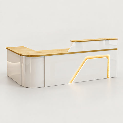 L-Shaped Reception Desk 63-94 in Wide with Keyboard Tray, File Drawers & Lockable