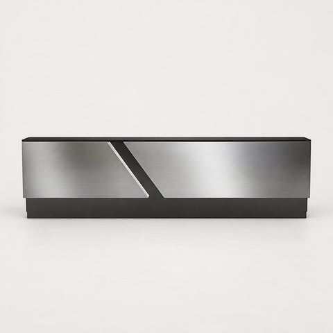 Modern Reception Desk with Stainless Steel & Transaction Counter