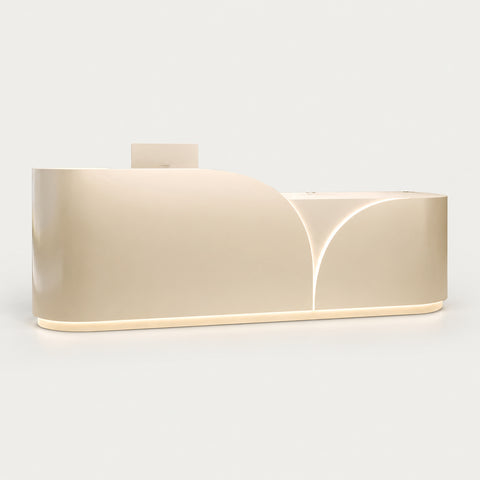 L-Shaped Reception Desk 55-157 in Wide with LED Lighting, Lockable & File Drawers