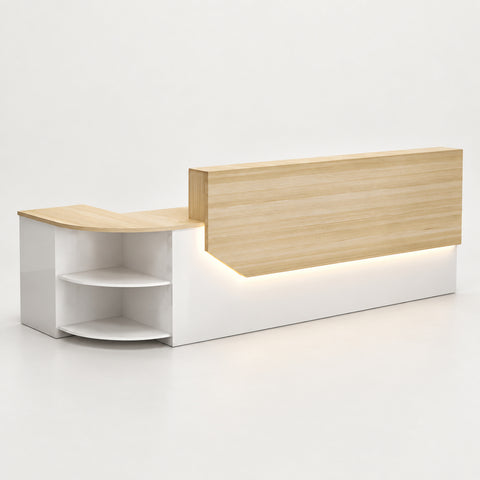 L-Shaped Reception Desk 55-126 in Wide with Dual-Tone & Keyboard Tray