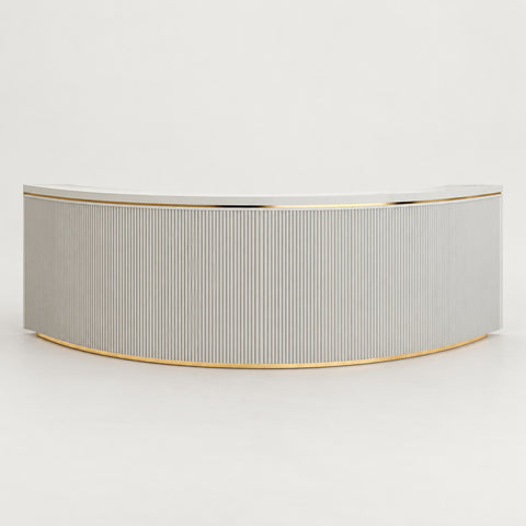 Curved Reception Desk 47-228 in Wide with Cable Management, File Drawers & Fluted Front