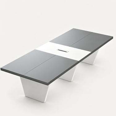 Rectangular Conference Table with Dual-Tone, Cable Management & Walnut for Boardroom