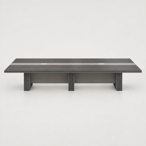 Rectangular Conference Table with Cable Management & Dual-Tone for Meeting Room