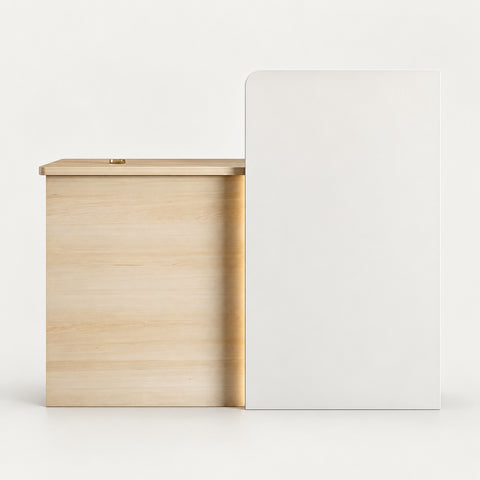 Salon Reception Desk 47 in Wide with Cable Management, Lockable & Solid Wood for Salon