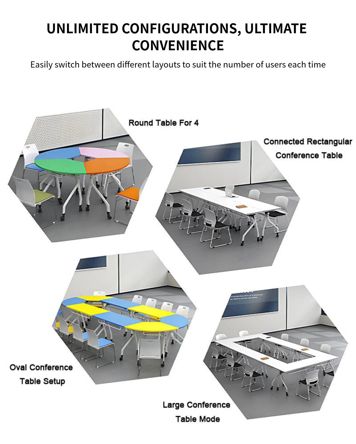 Modern Conference Table 47-71 in Wide (3.9-5.9 ft) with Portable for Meeting Room — Detail image 8