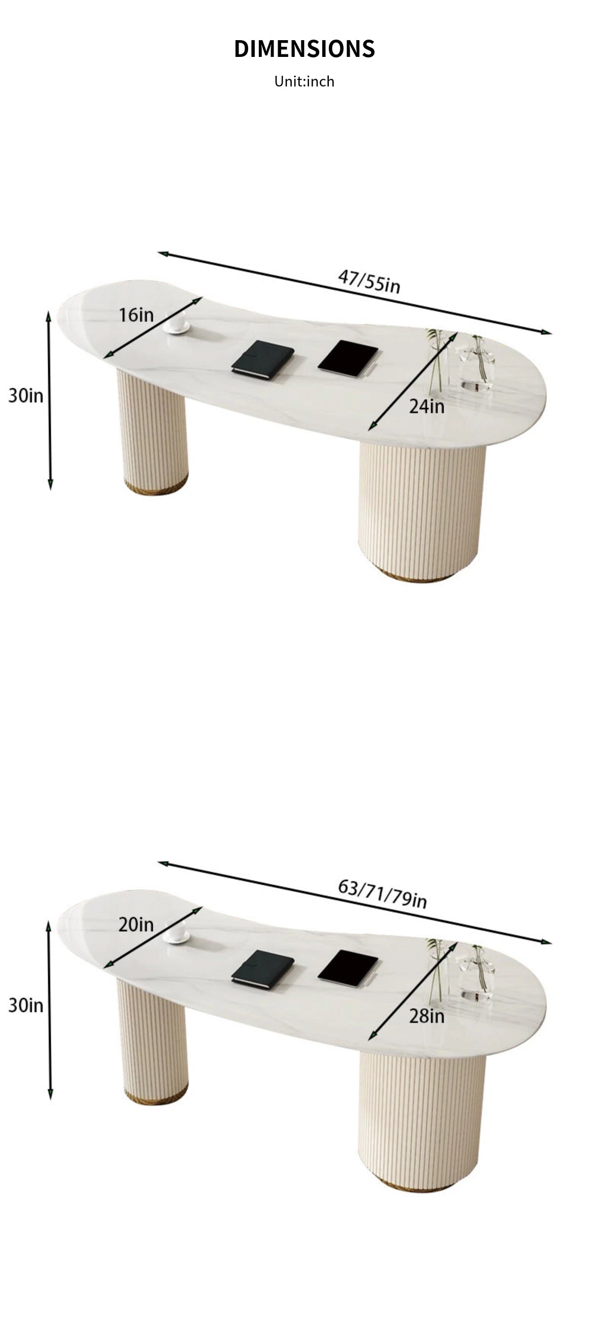 Curved Reception Desk 22-79 in Wide with File Drawers for Salon — Detail image 6