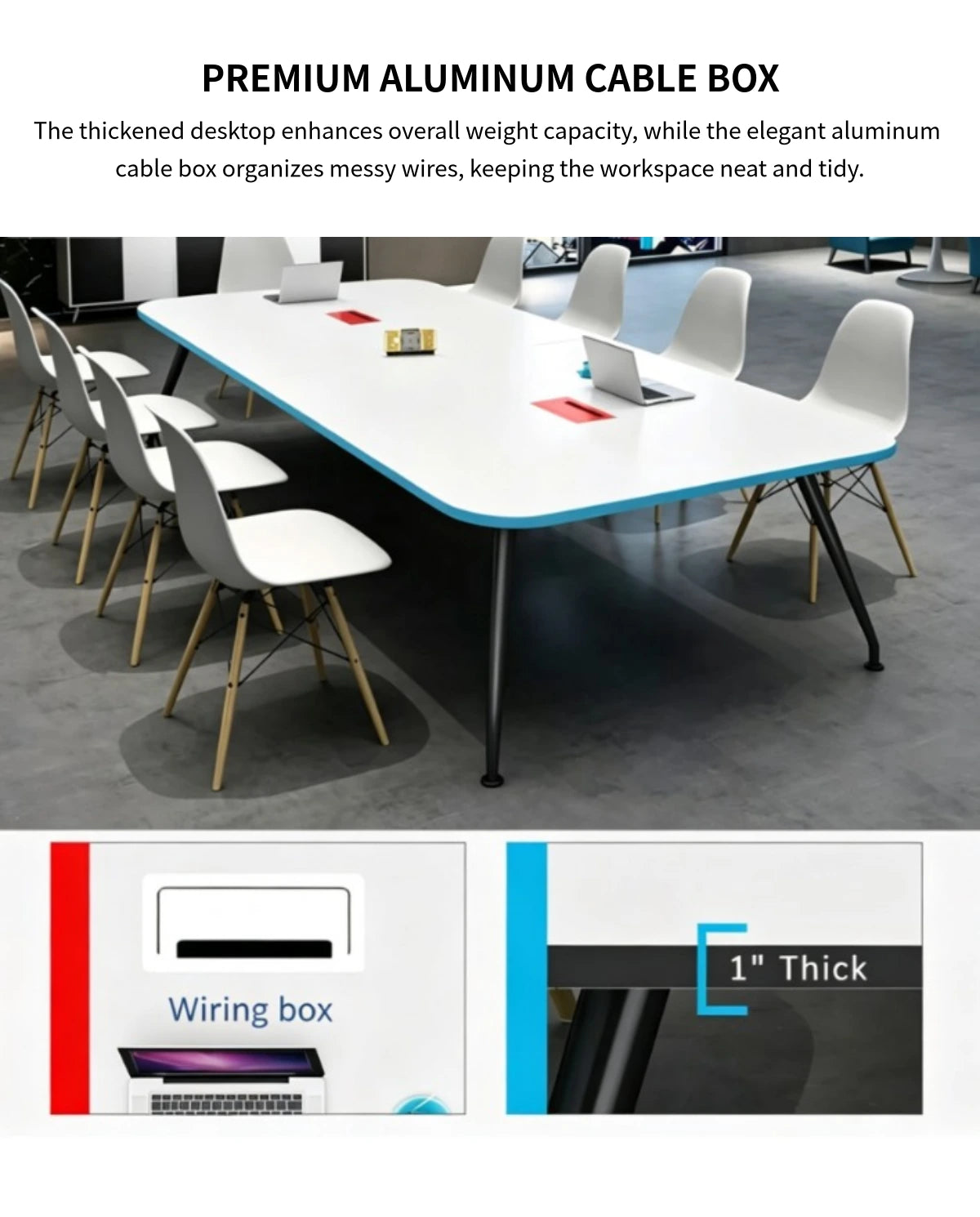 Curved Conference Table with Cable Management & Lumbar Support for Meeting Room — Detail image 4