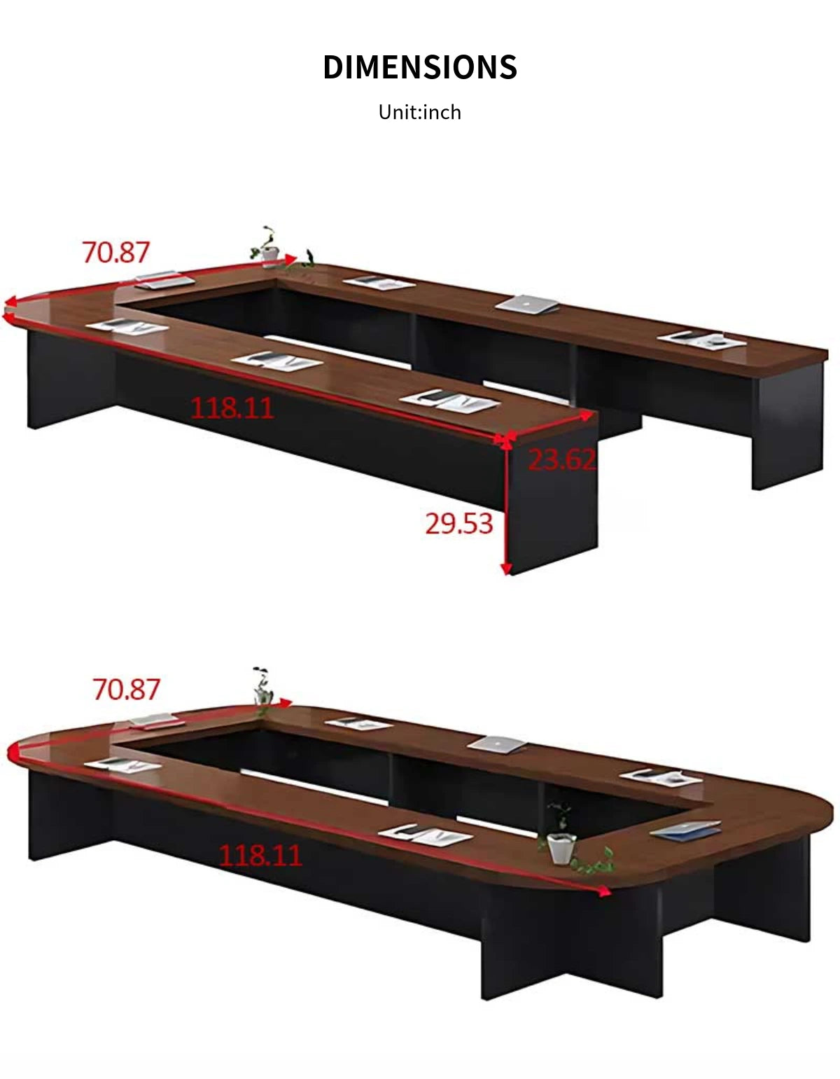 U-Shaped Conference Table 94-276 in Wide (7.8-23 ft) for Meeting Room — Detail image 7