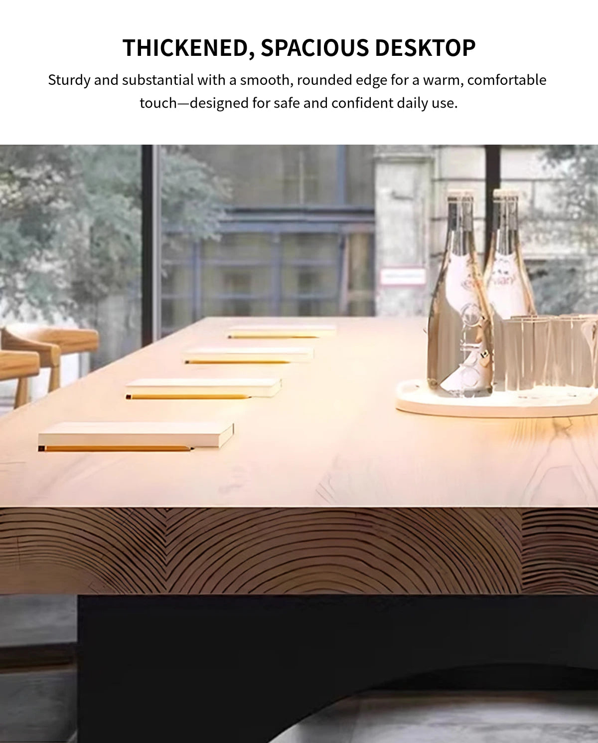 Curved Conference Table 55-98 in Wide (4.6-8.2 ft) with Solid Wood & Lumbar Support — Detail image 4