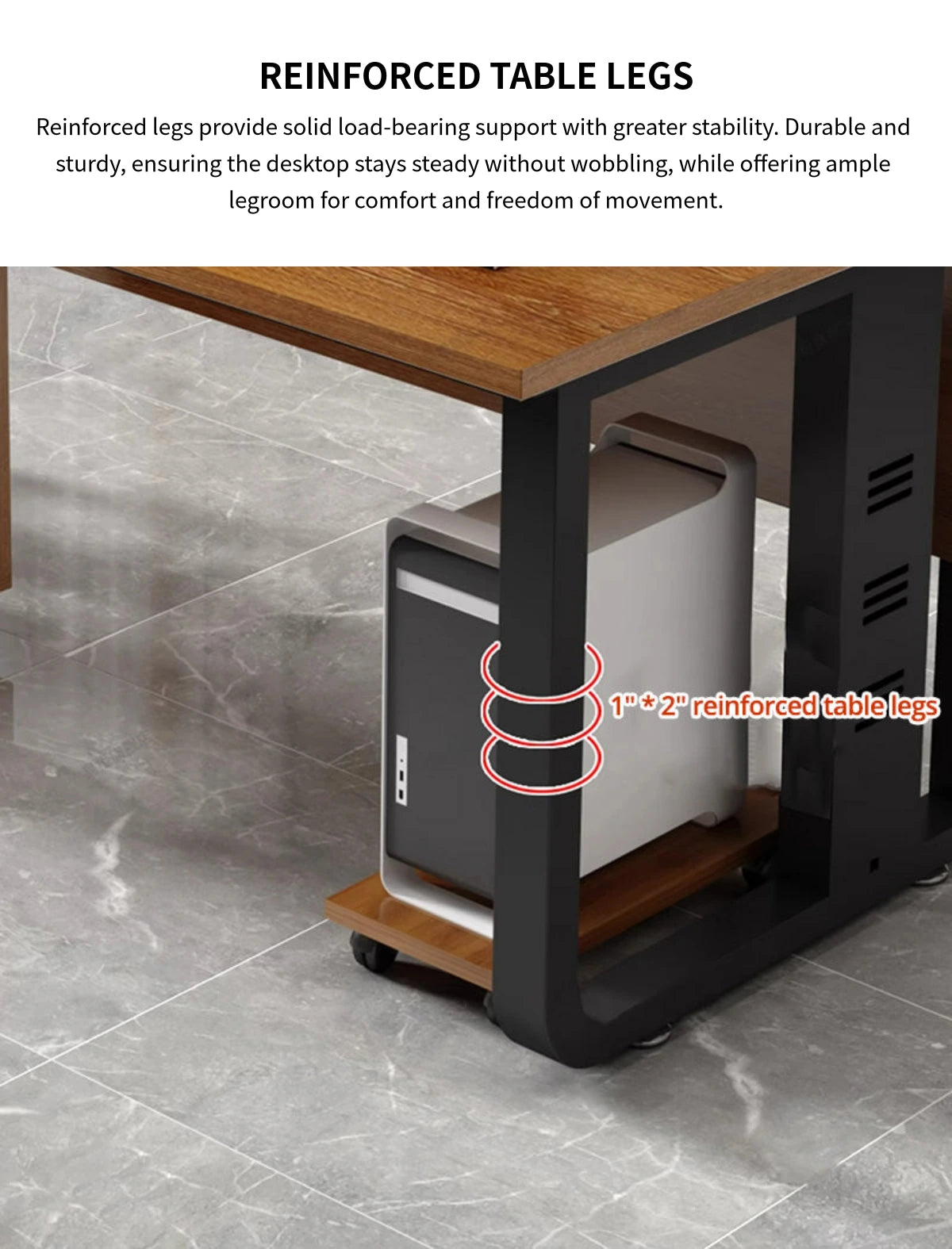 Modern Executive Desk with File Drawers, Cable Management & Lockable for Home Office — Detail image 8