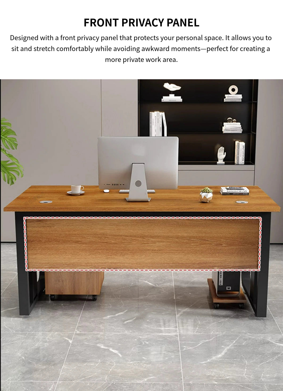 Modern Executive Desk with File Drawers, Cable Management & Lockable for Home Office — Detail image 10