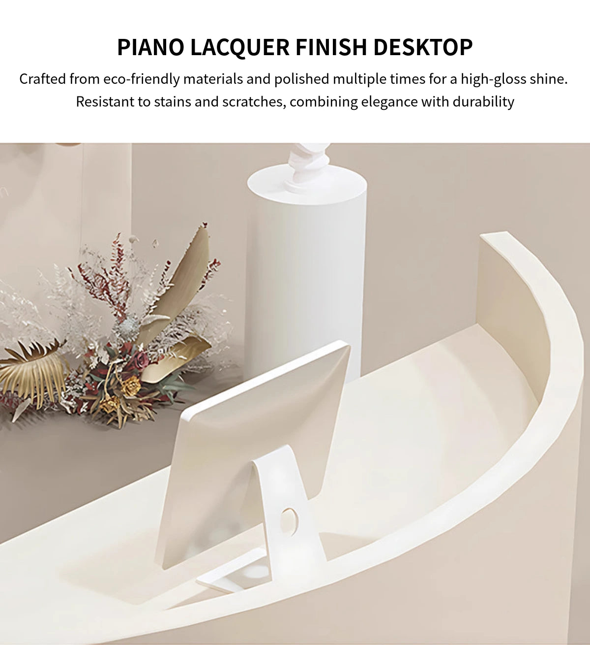 Curved Reception Desk 55-118 in Wide with LED Lighting, Lockable & File Drawers for Salon — Detail image 3