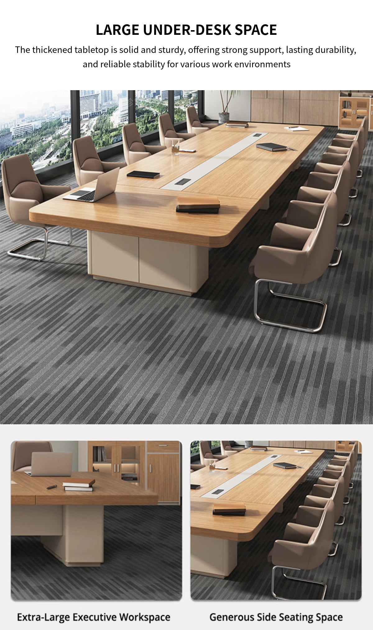 Rectangular Conference Table with Side Storage, Cable Management & Dual-Tone — Detail image 5