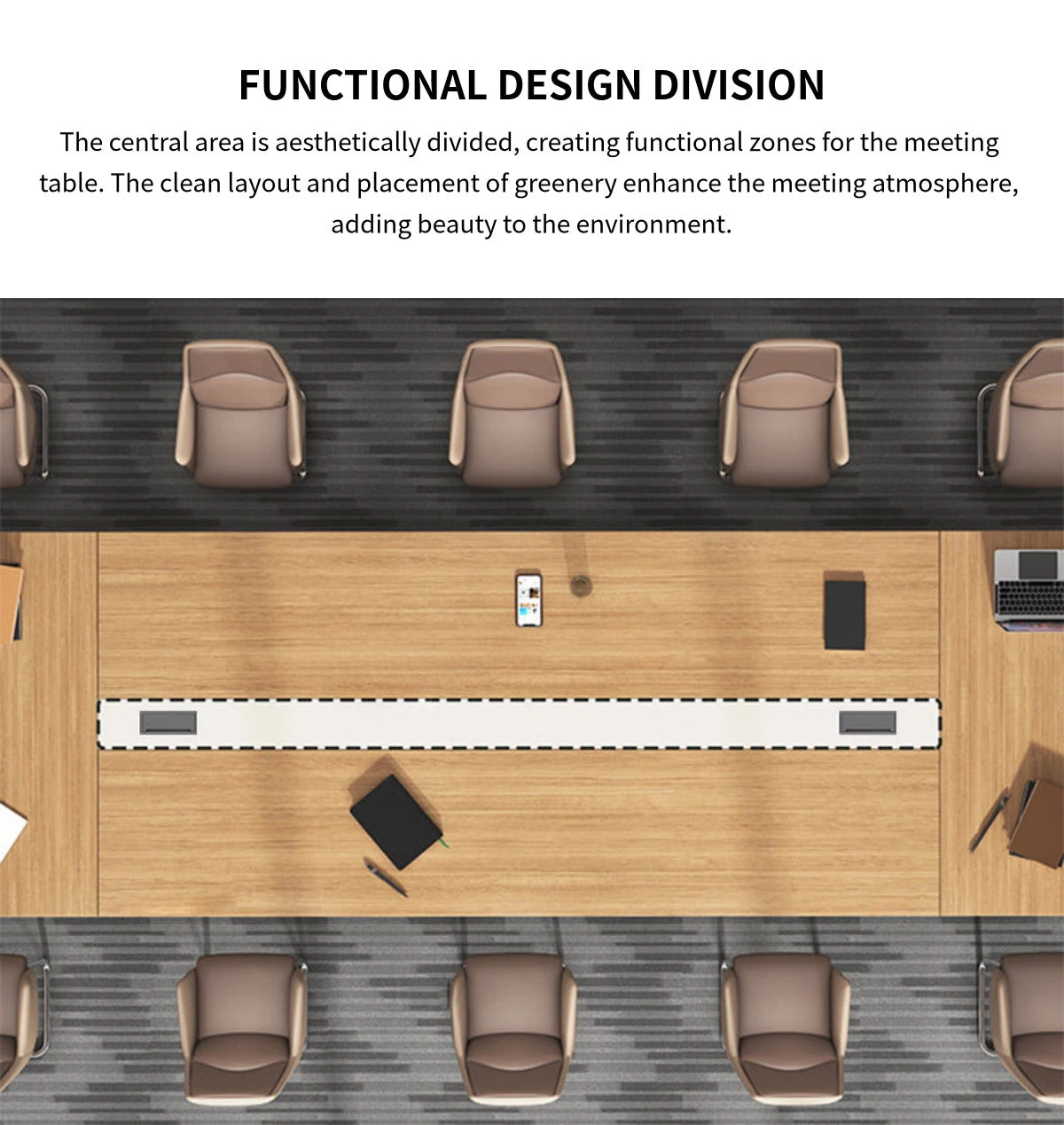 Rectangular Conference Table with Side Storage, Cable Management & Dual-Tone — Detail image 7