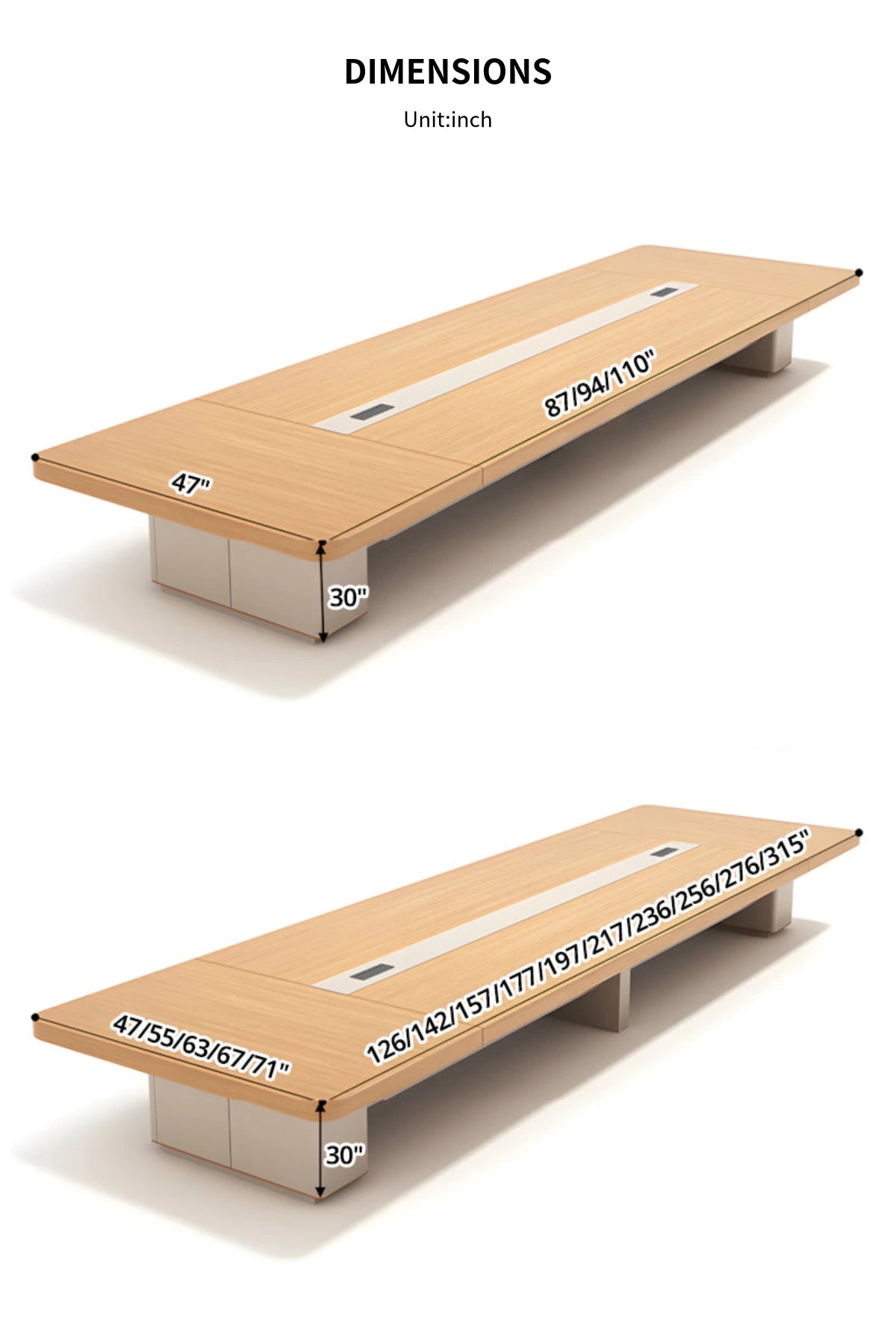 Rectangular Conference Table with Side Storage, Cable Management & Dual-Tone — Detail image 12