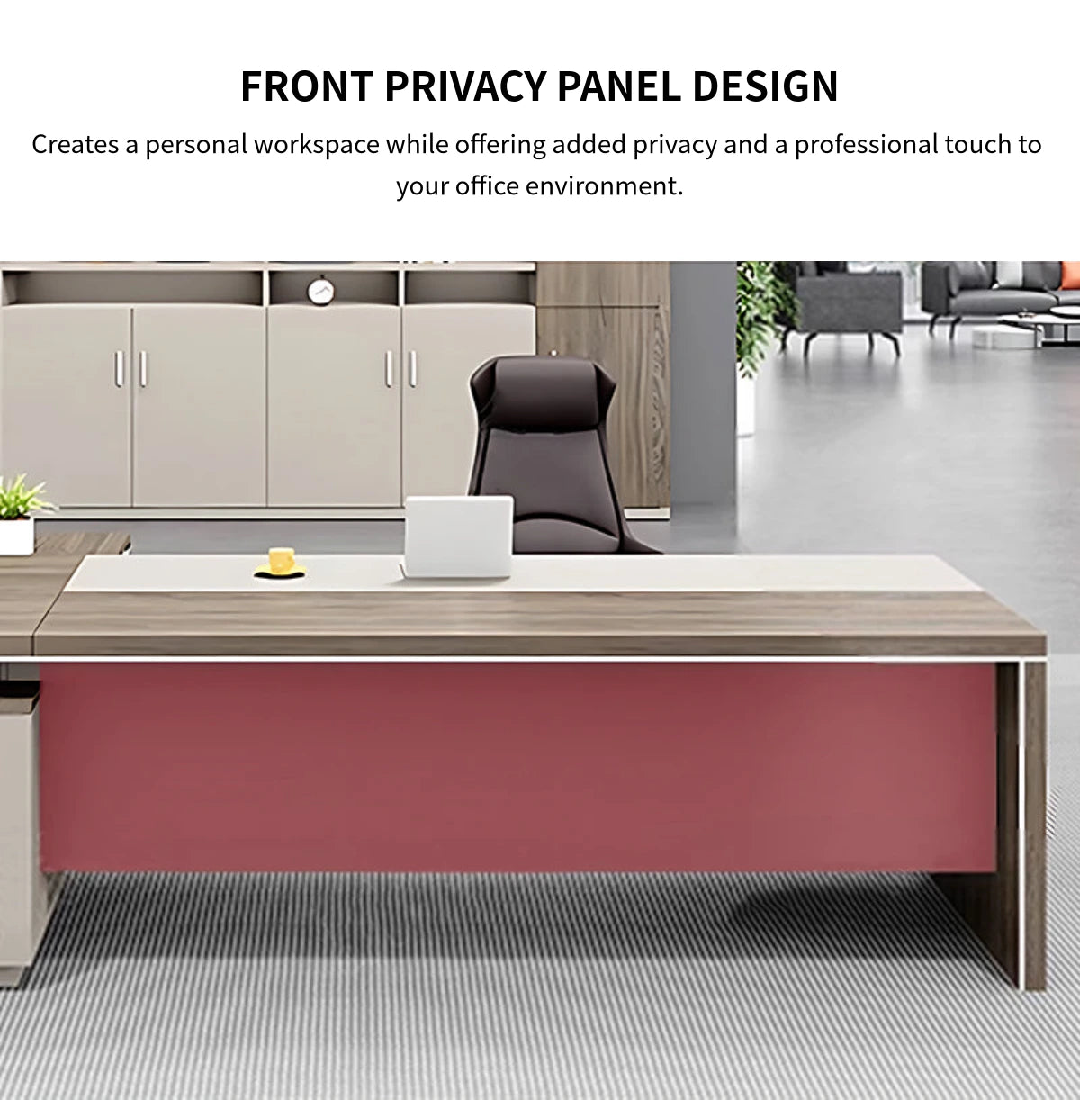 L-Shaped Executive Desk with Cable Management, Lockable & Lumbar Support for Home Office — Detail image 6