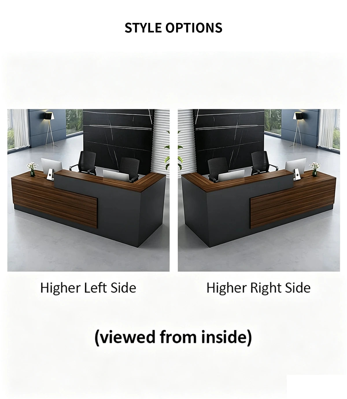 L-Shaped Reception Desk with Dual-Tone, Keyboard Tray & Lockable for Hotel Lobby — Detail image 9