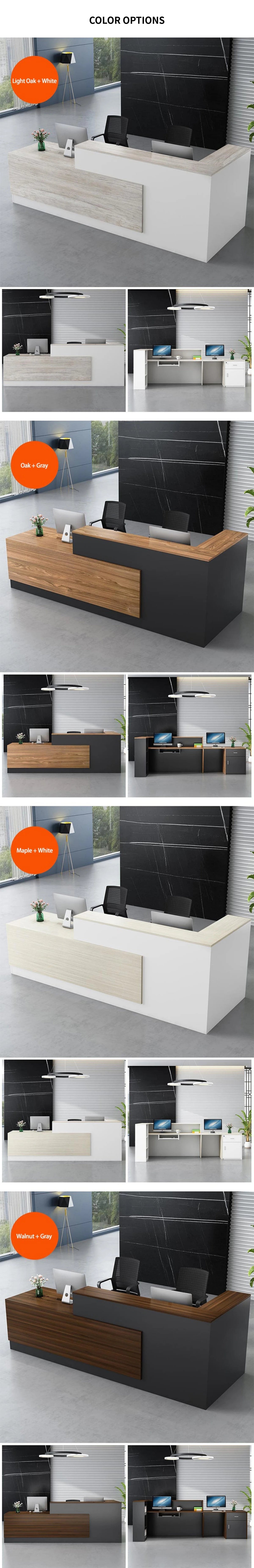 L-Shaped Reception Desk with Dual-Tone, Keyboard Tray & Lockable for Hotel Lobby — Detail image 10
