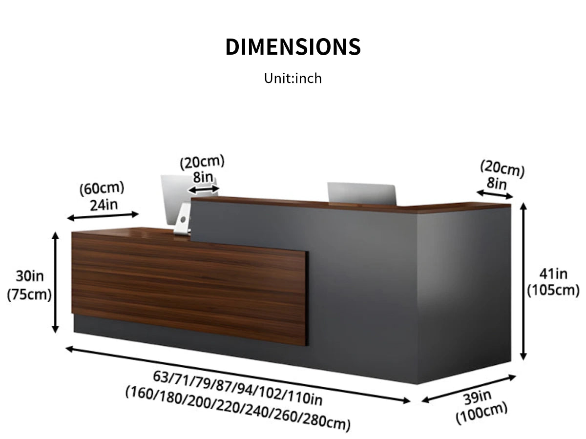 L-Shaped Reception Desk with Dual-Tone, Keyboard Tray & Lockable for Hotel Lobby — Detail image 11