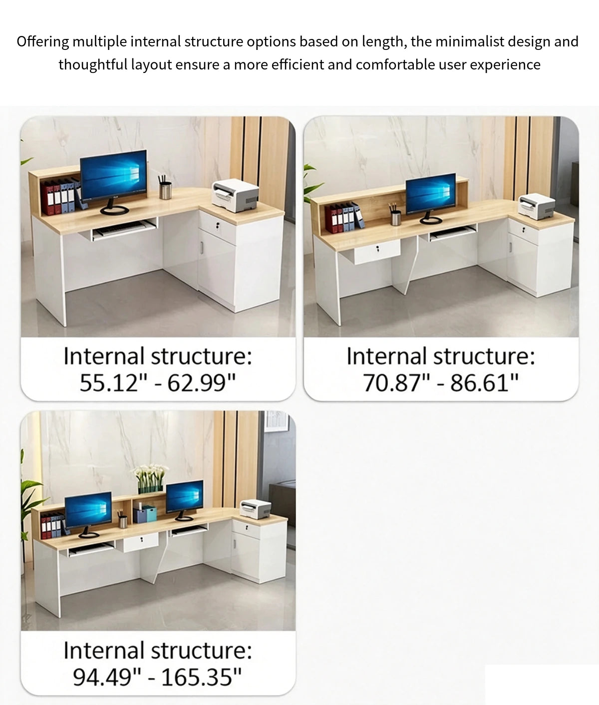 L-Shaped Reception Desk 55-126 in Wide with Dual-Tone, Keyboard Tray & Lumbar Support — Detail image 8