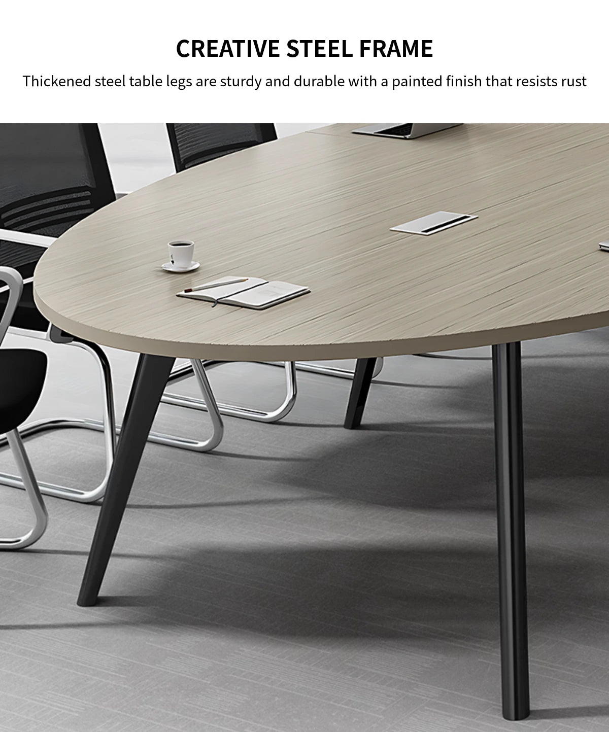 Oval Conference Table with Cable Management & Lumbar Support for Meeting Room — Detail image 4