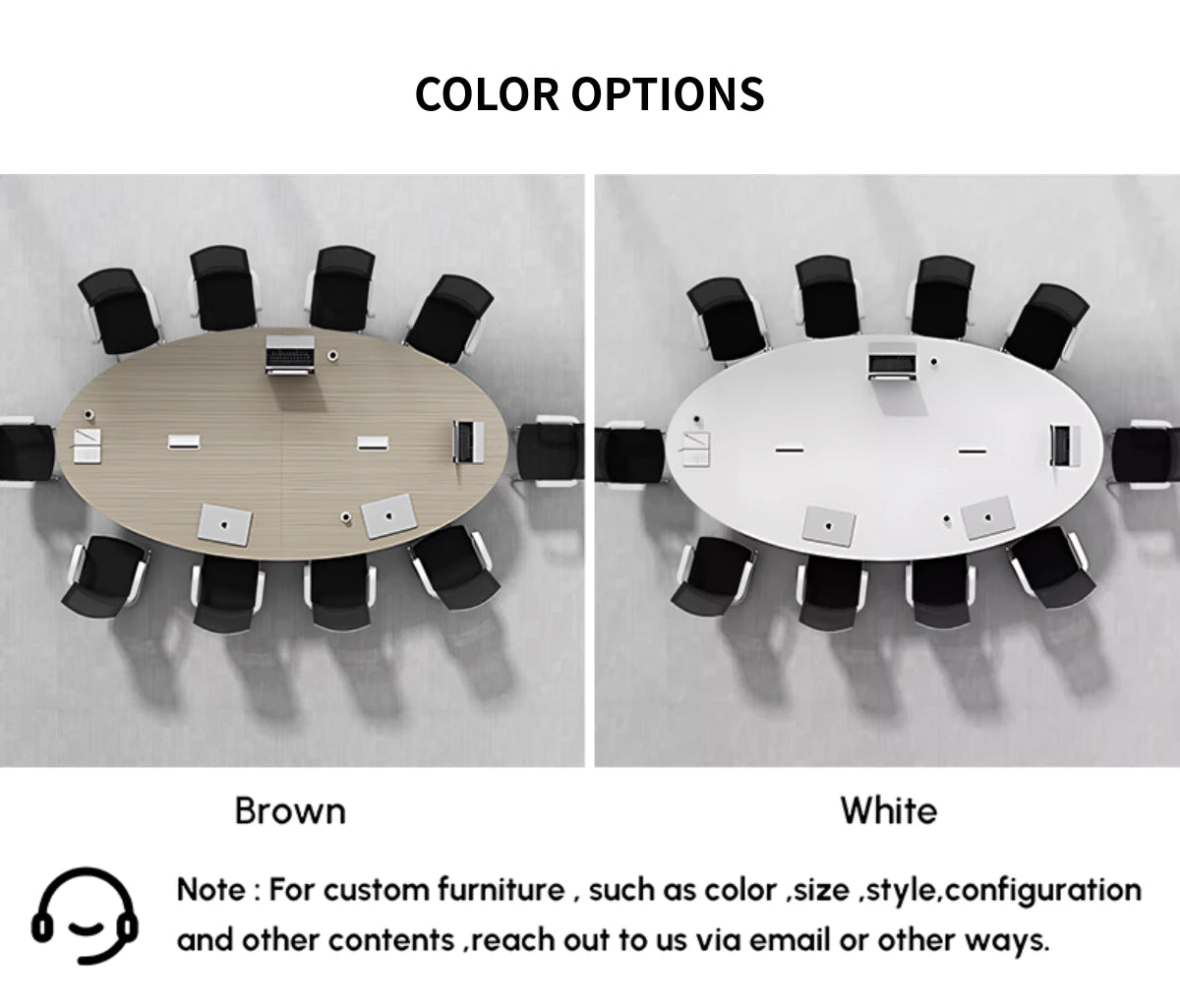 Oval Conference Table with Cable Management & Lumbar Support for Meeting Room — Detail image 9