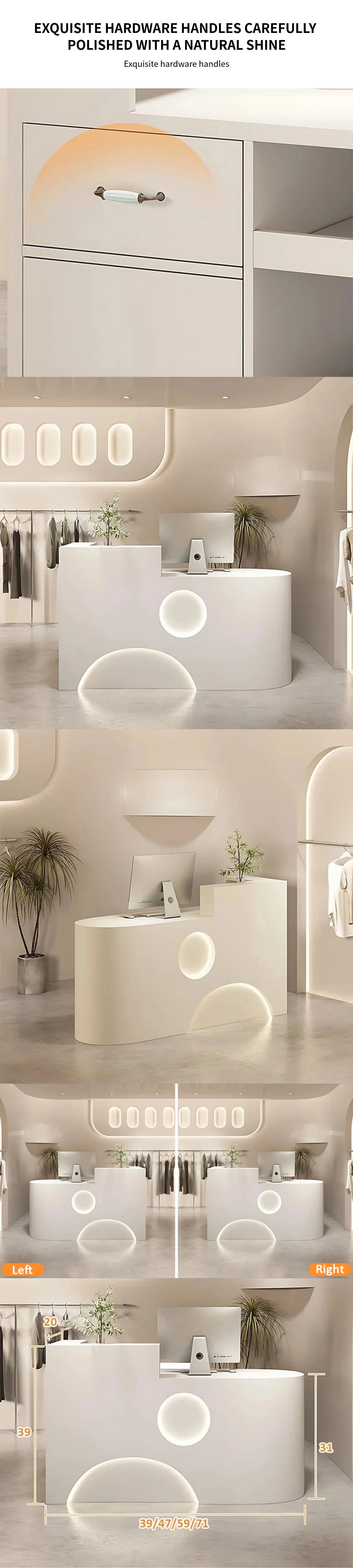 Curved Reception Desk 39-71 in Wide with Lumbar Support for Retail — Detail image 6