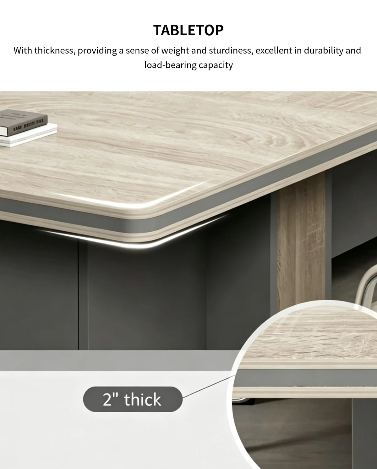 Rectangular Reception Desk 23-236 in Wide with Cable Management for Office Lobby — Detail image 2