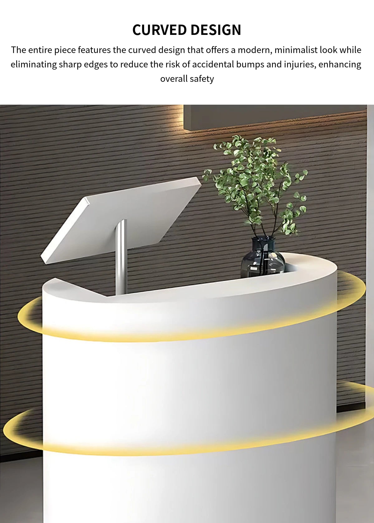 Curved Reception Desk 24-79 in Wide with Lumbar Support for Salon — Detail image 6
