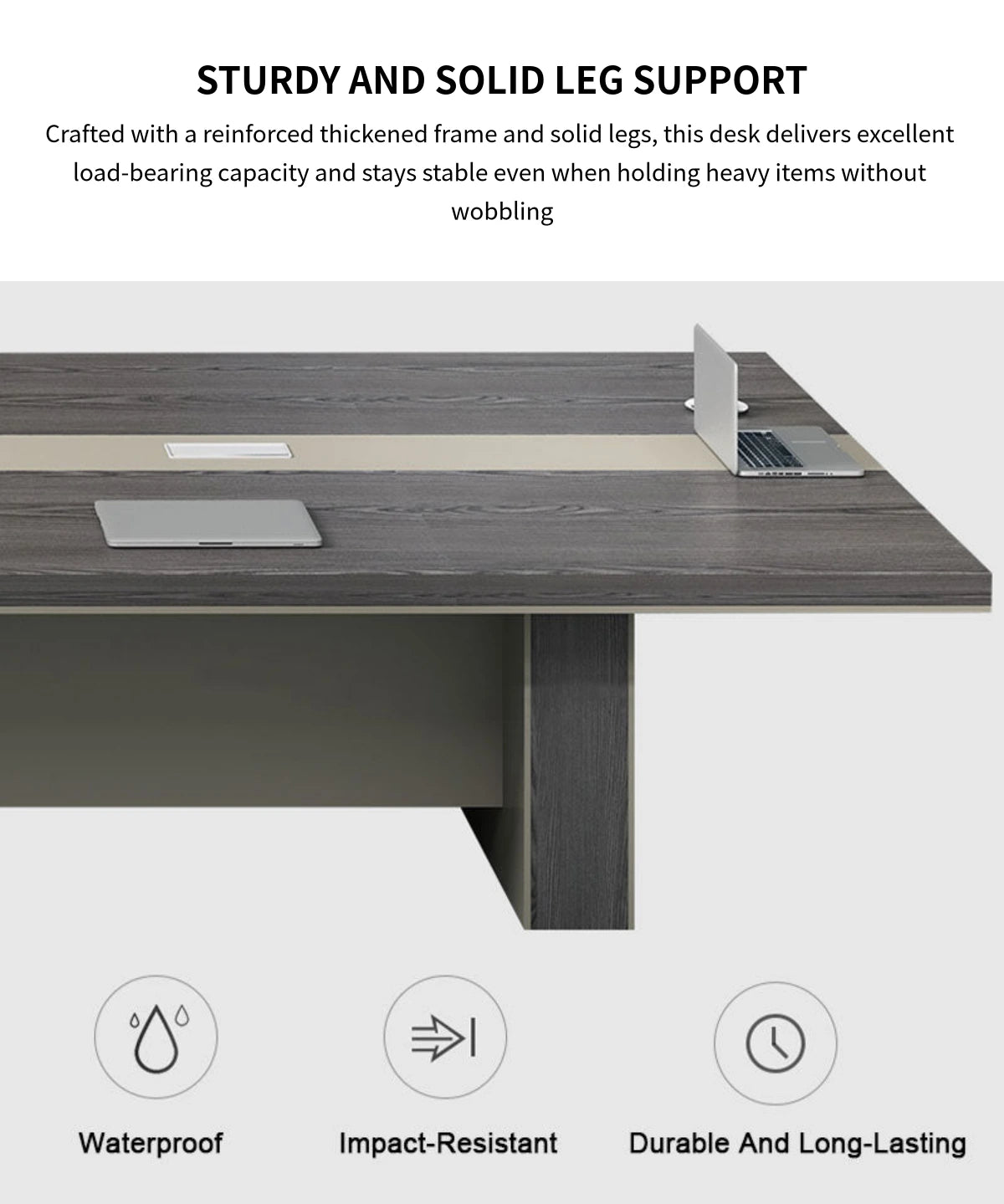 Rectangular Conference Table with Cable Management & Dual-Tone for Meeting Room — Detail image 6