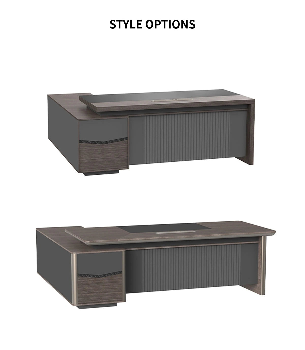 Modern Executive Desk with Curved, File Drawers & Lumbar Support for Home Office — Detail image 10