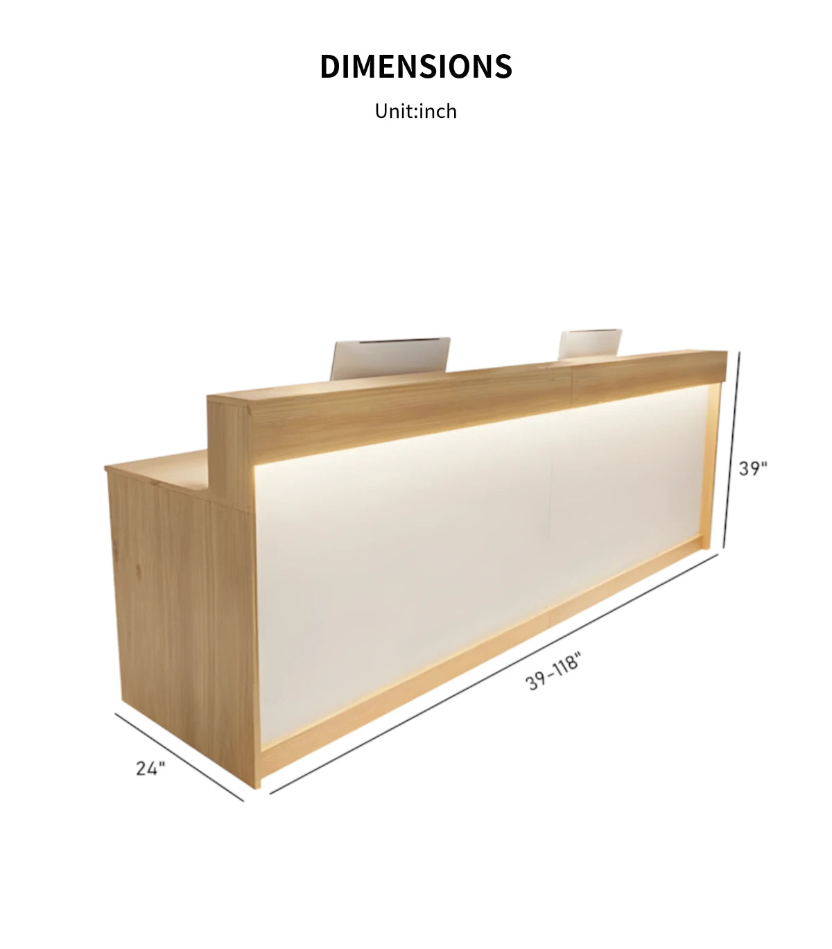 Rectangular Reception Desk with Dual-Tone, Keyboard Tray & File Drawers for Hotel Lobby — Detail image 11