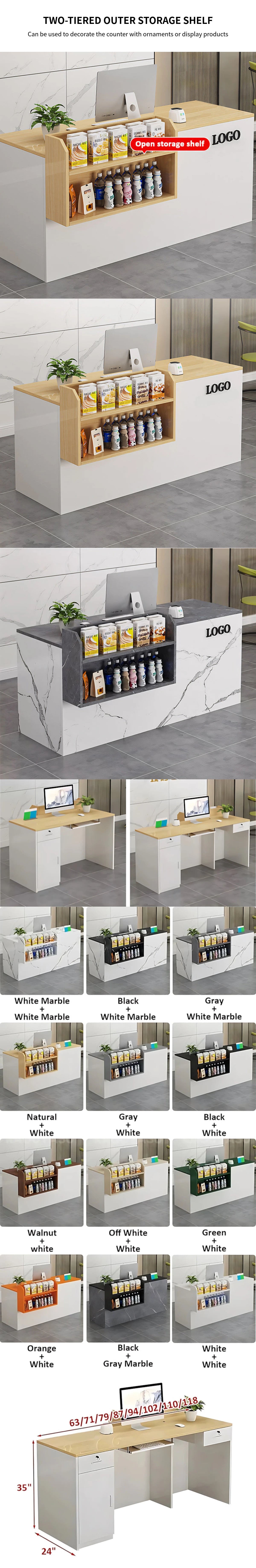 Salon Reception Desk 39-79 in Wide with Keyboard Tray, File Drawers & Side Storage — Detail image 6