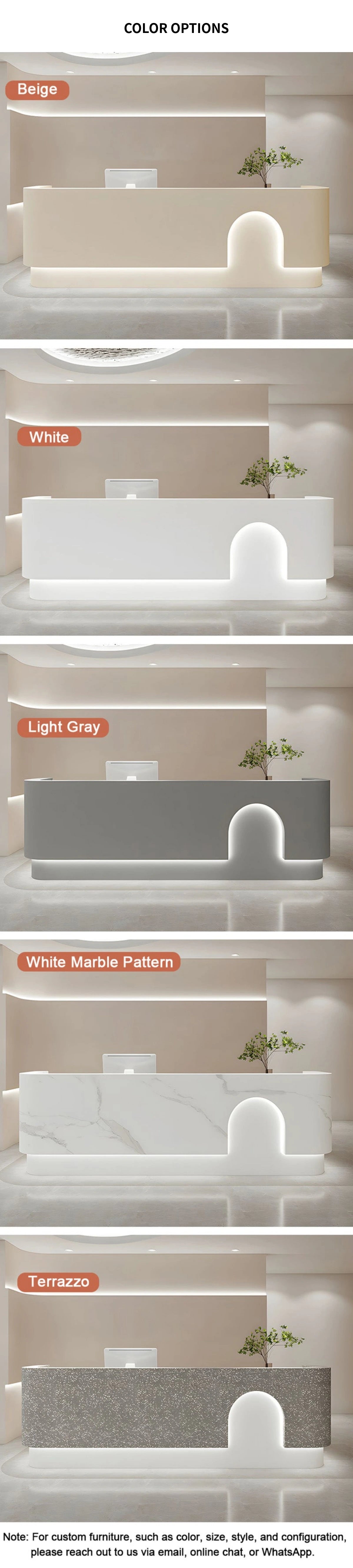 Round Reception Desk with LED Lighting, Keyboard Tray & Lockable for Clinic — Detail image 9