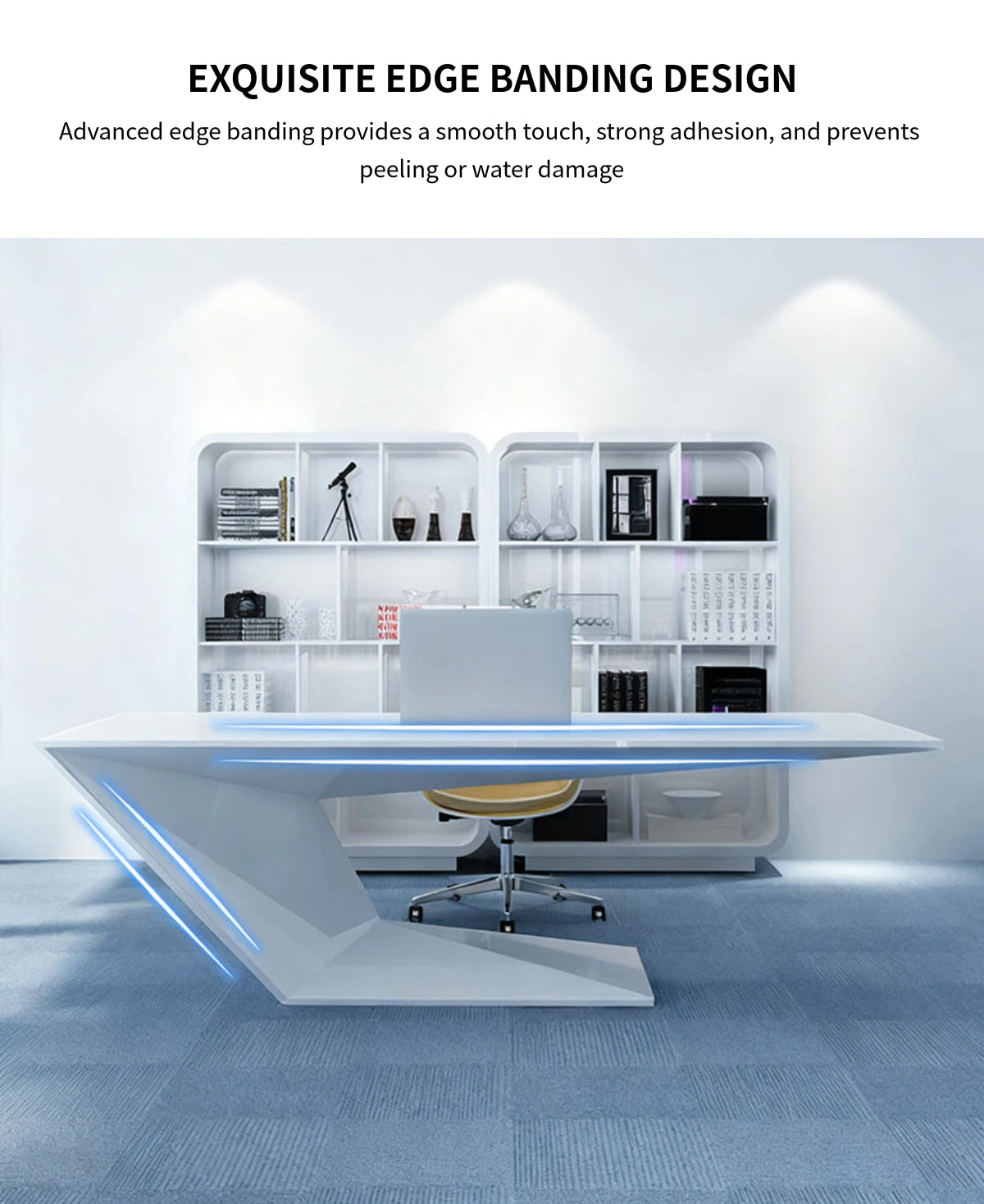 Modern Executive Desk with Built-In Outlets & Cable Management for Home Office — Detail image 5