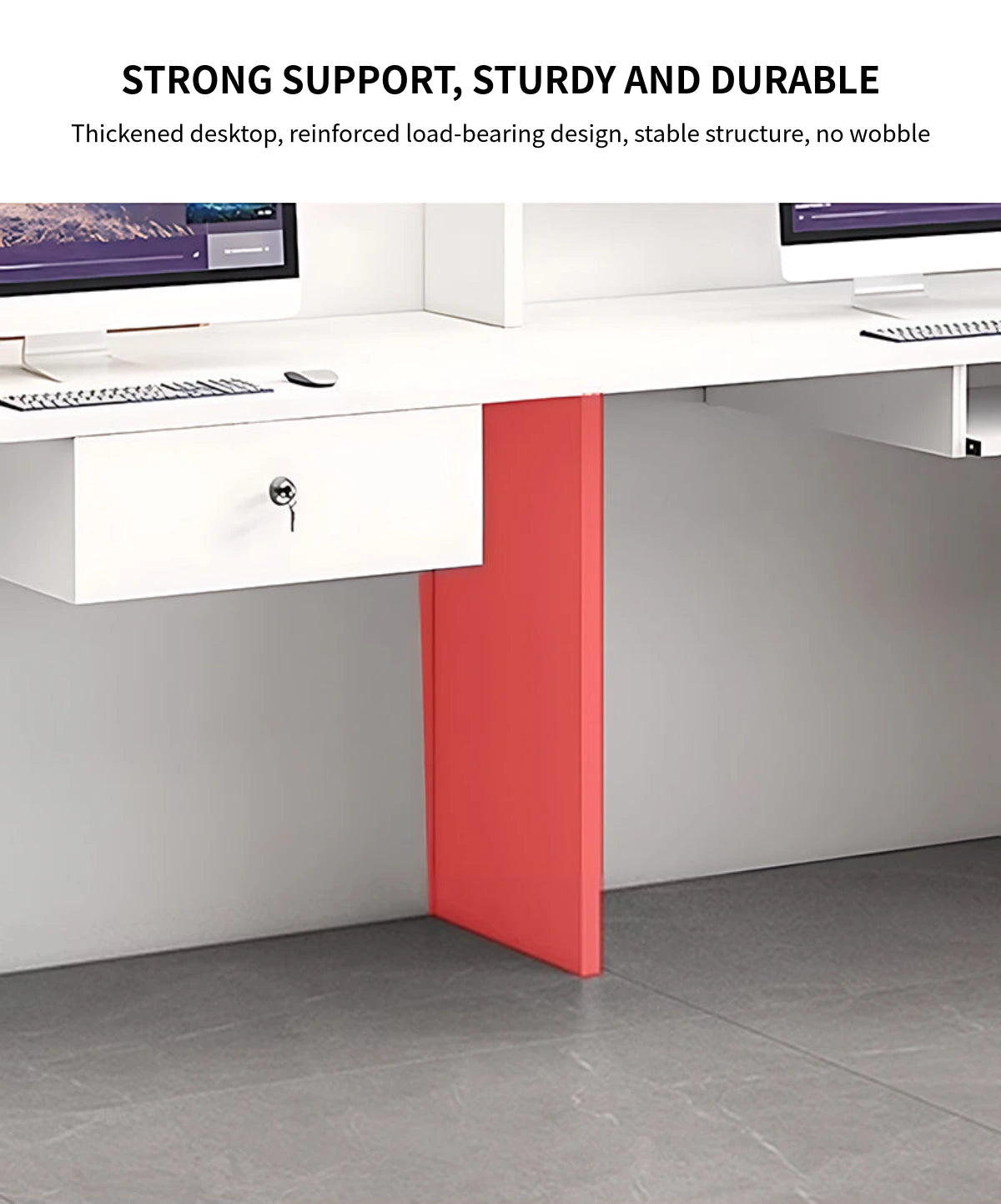 Salon Reception Desk 63-94 in Wide with Keyboard Tray, Lockable & Marble Top for Salon — Detail image 6