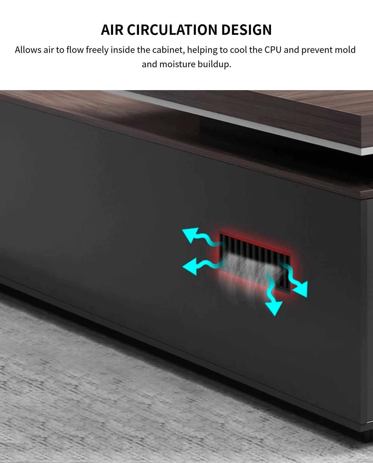 L-Shaped Executive Desk with Cable Management, Side Storage & Lumbar Support — Detail image 9