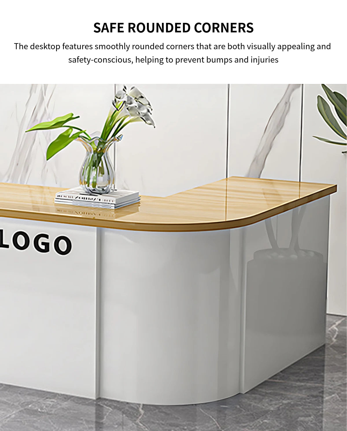 L-Shaped Reception Desk 63-94 in Wide with Keyboard Tray, File Drawers & Lockable — Detail image 5