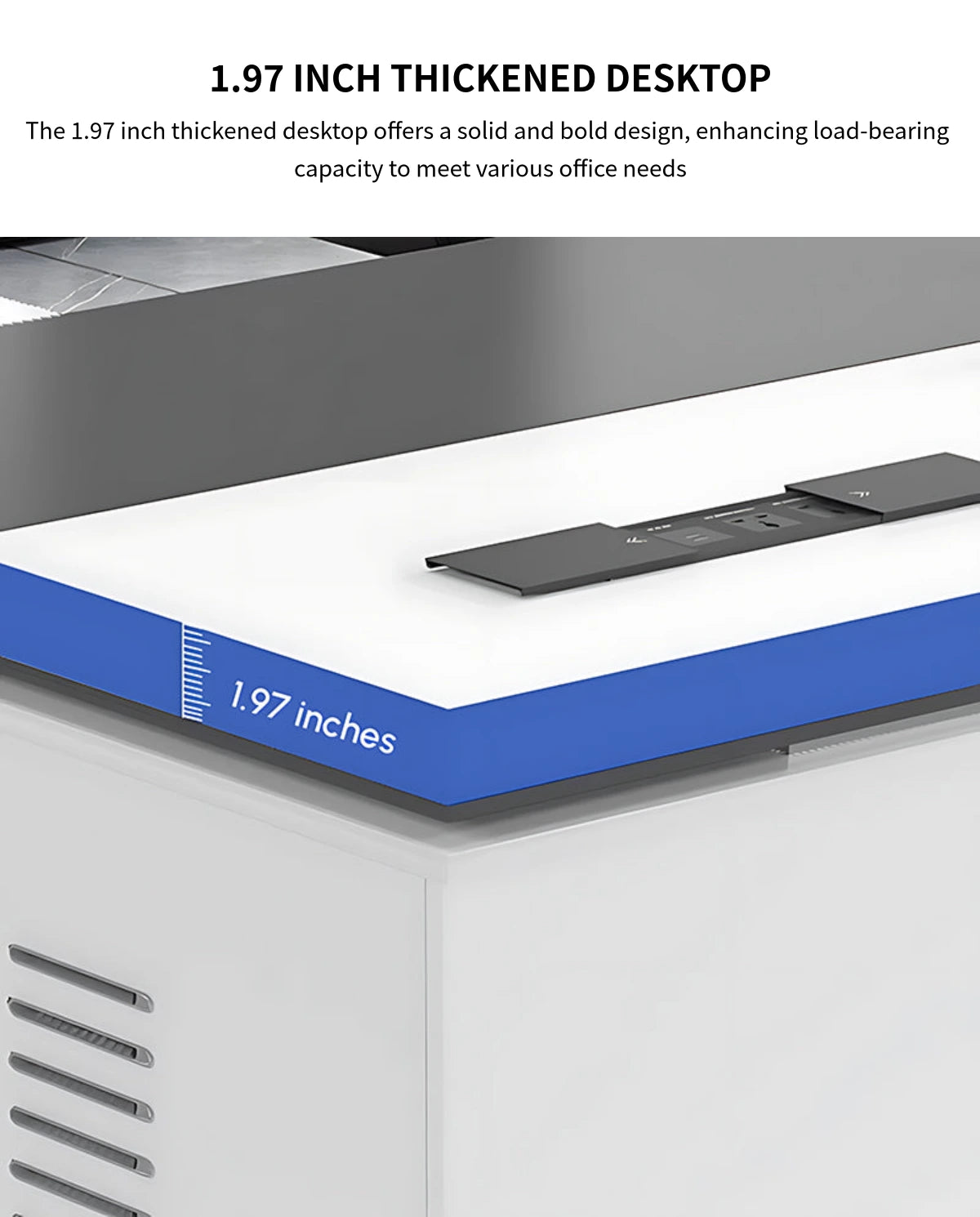 Modern Executive Desk with Cable Management, Side Storage & Lockable for Home Office — Detail image 3