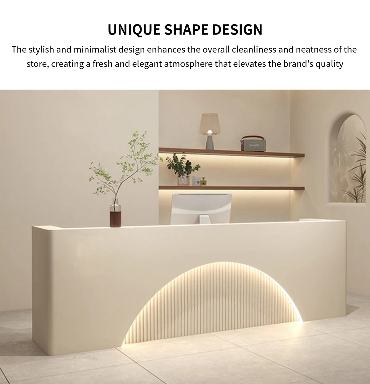 Curved Reception Desk 102-150 in Wide with Keyboard Tray, Lockable & Lumbar Support — Detail image 3