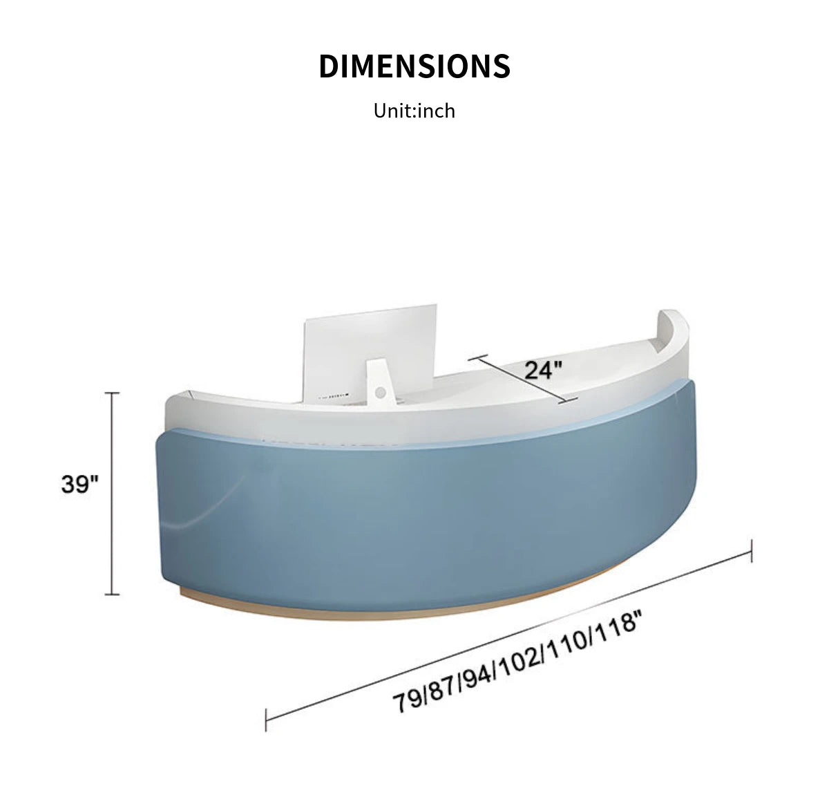 U-Shaped Reception Desk 79-118 in Wide with File Drawers for Salon — Detail image 10