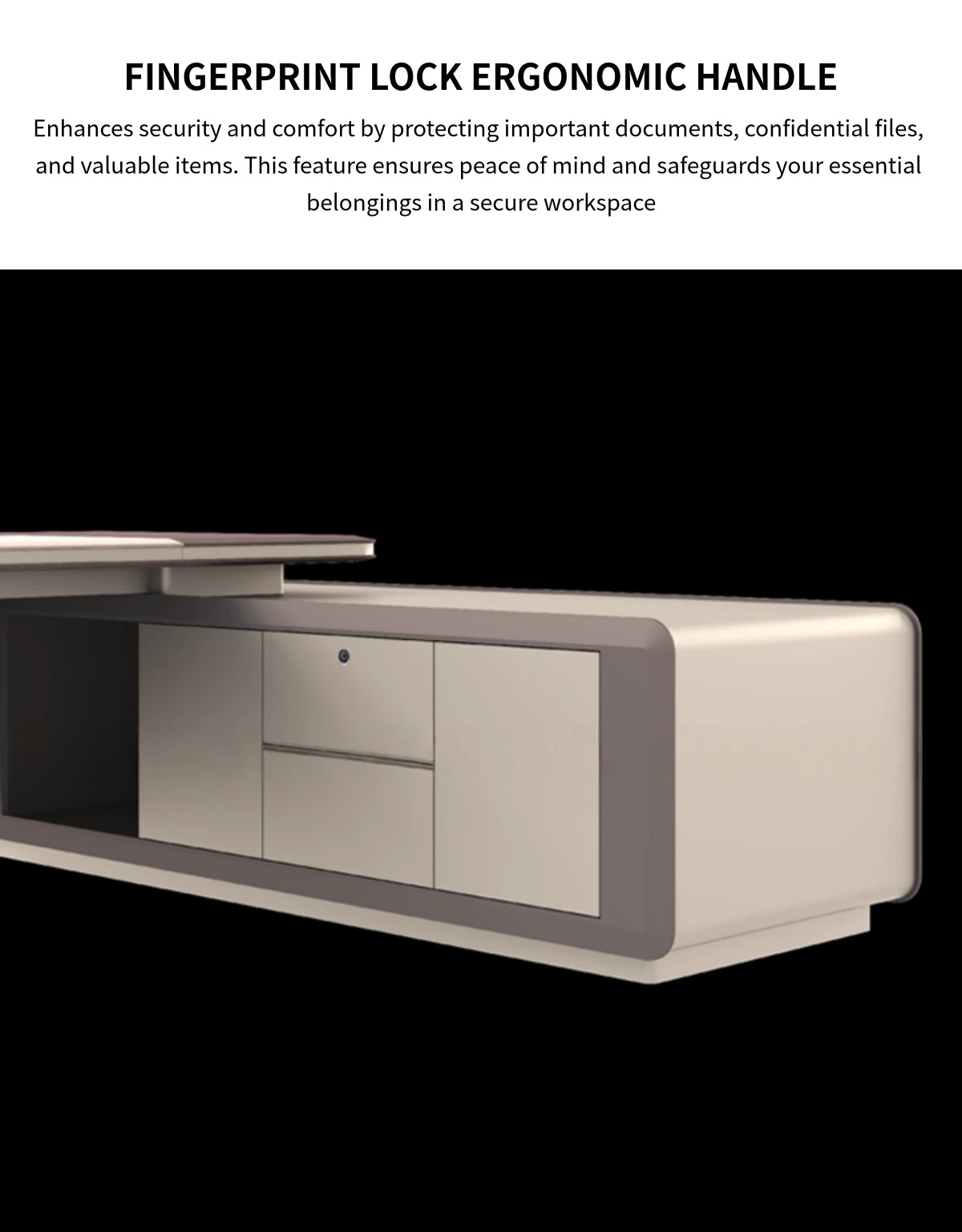 L-Shaped Desk with Built-In Outlets, Cable Management & LED Lighting — Detail image 3