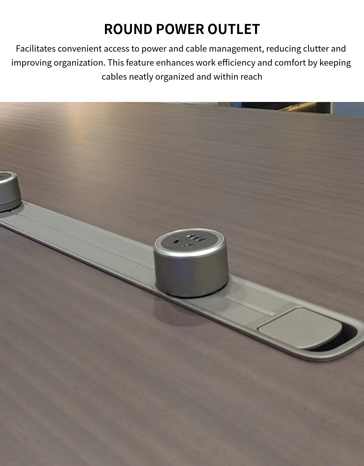 L-Shaped Desk with Built-In Outlets, Cable Management & LED Lighting — Detail image 5