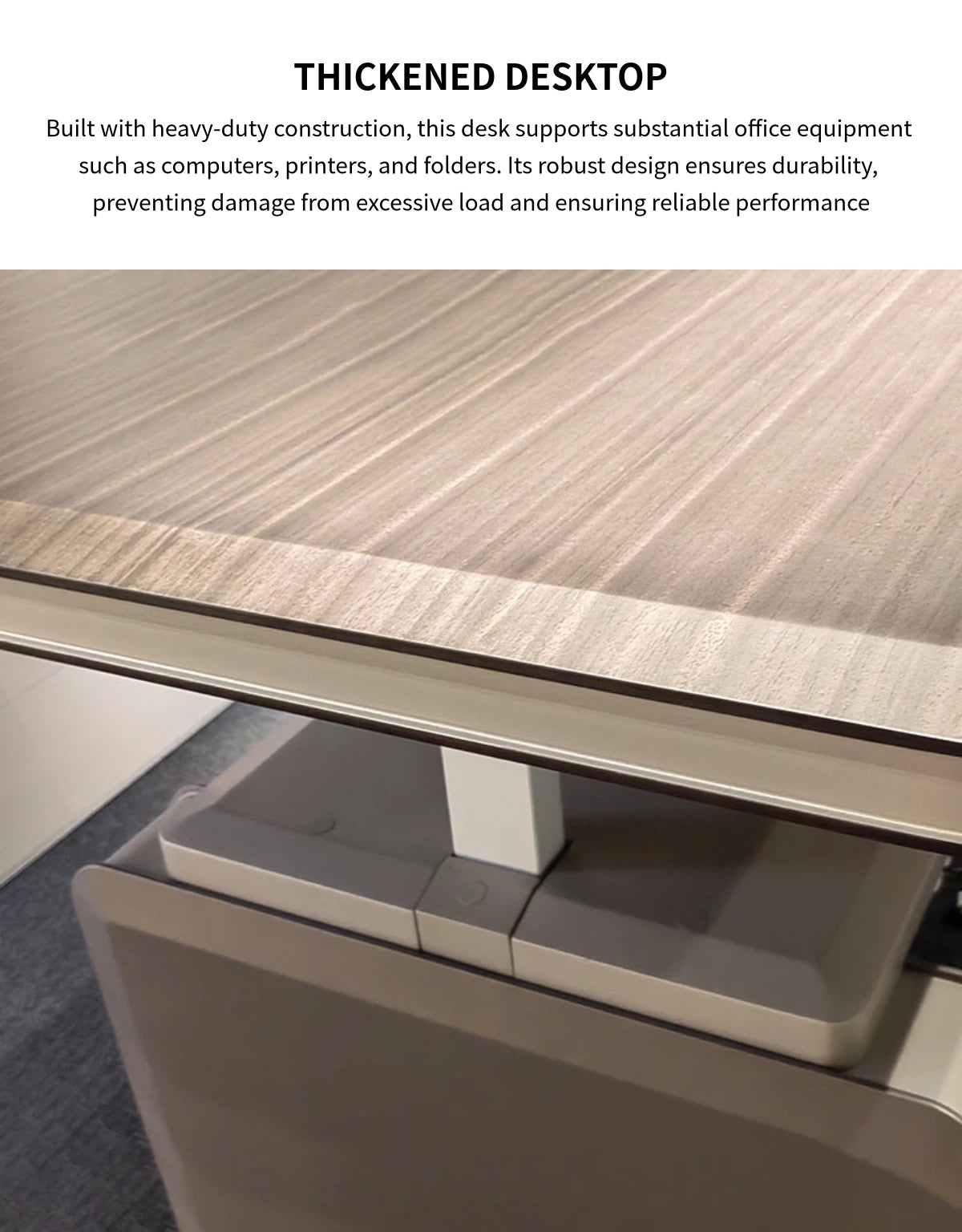 L-Shaped Desk with Built-In Outlets, Cable Management & LED Lighting — Detail image 6