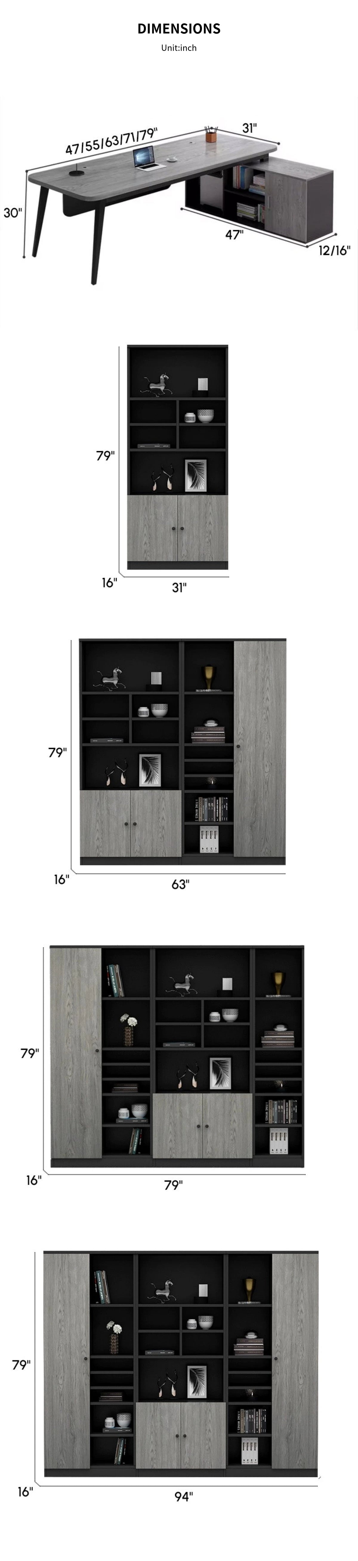 Modern Executive Desk with Side Storage, Curved & Cable Management for Home Office — Detail image 11