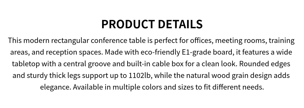 Rectangular Conference Table with Cable Management, Lumbar Support & Fluted Front — Detail image 1