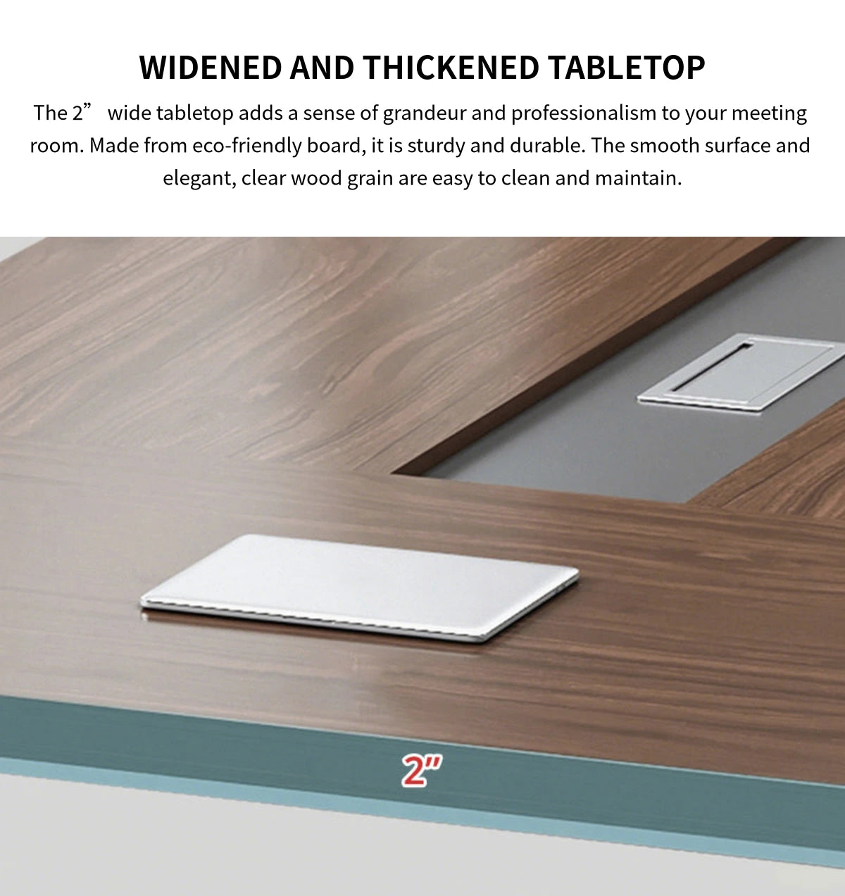 Rectangular Conference Table with Cable Management, Lumbar Support & Fluted Front — Detail image 5
