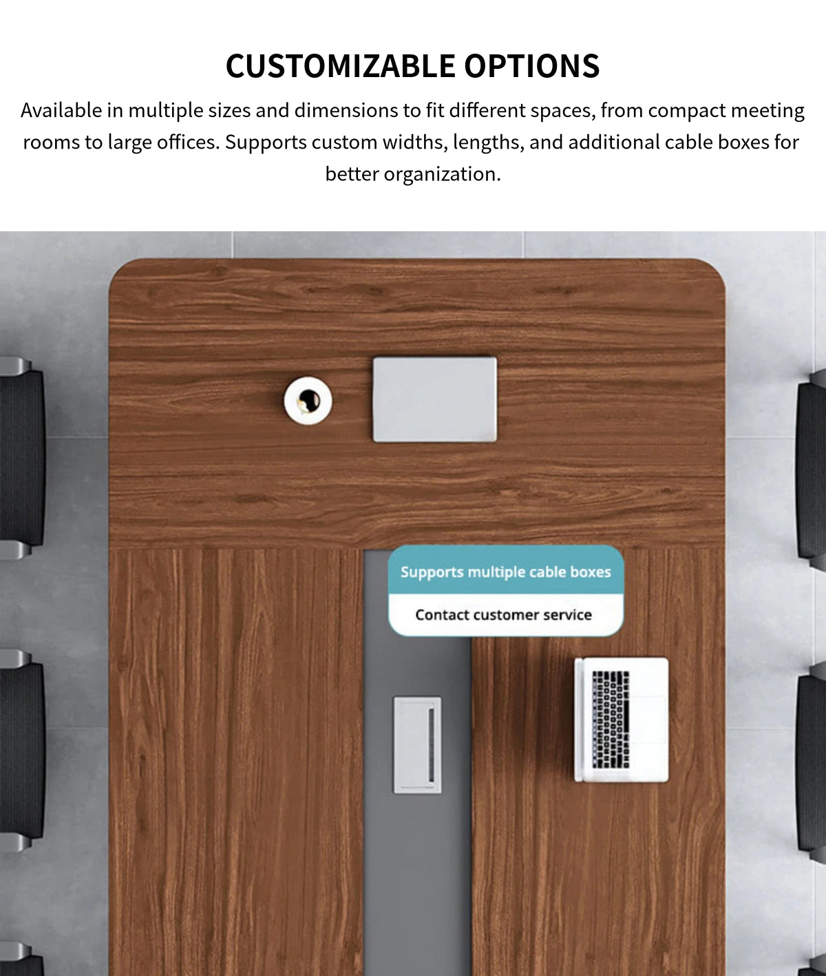 Rectangular Conference Table with Cable Management, Lumbar Support & Fluted Front — Detail image 9